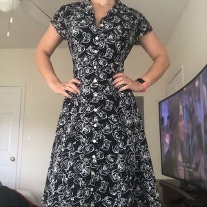 Liz Claiborne Navy Floral Dress with buttons Size 4P